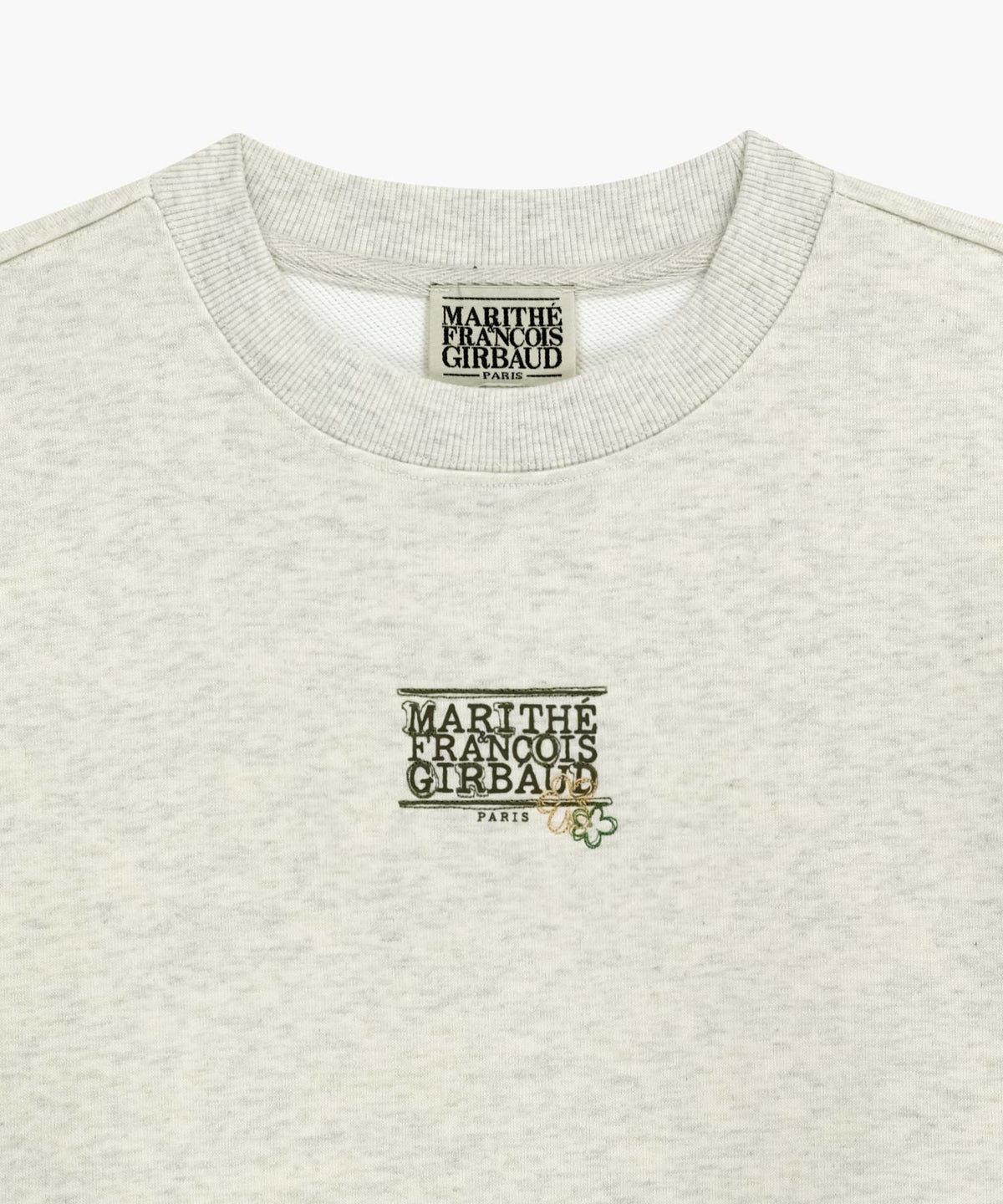 W FLOWER CLASSIC LOGO CROP SWEATSHIRT oatmeal