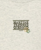 W FLOWER CLASSIC LOGO CROP SWEATSHIRT oatmeal