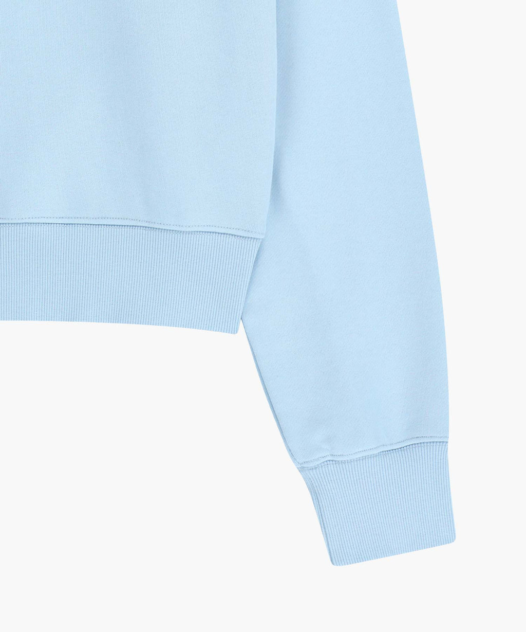 W FLOWER CLASSIC LOGO CROP SWEATSHIRT sky blue