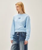 W FLOWER CLASSIC LOGO CROP SWEATSHIRT sky blue