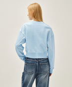 W FLOWER CLASSIC LOGO CROP SWEATSHIRT sky blue