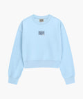 W FLOWER CLASSIC LOGO CROP SWEATSHIRT sky blue