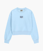 W FLOWER CLASSIC LOGO CROP SWEATSHIRT sky blue