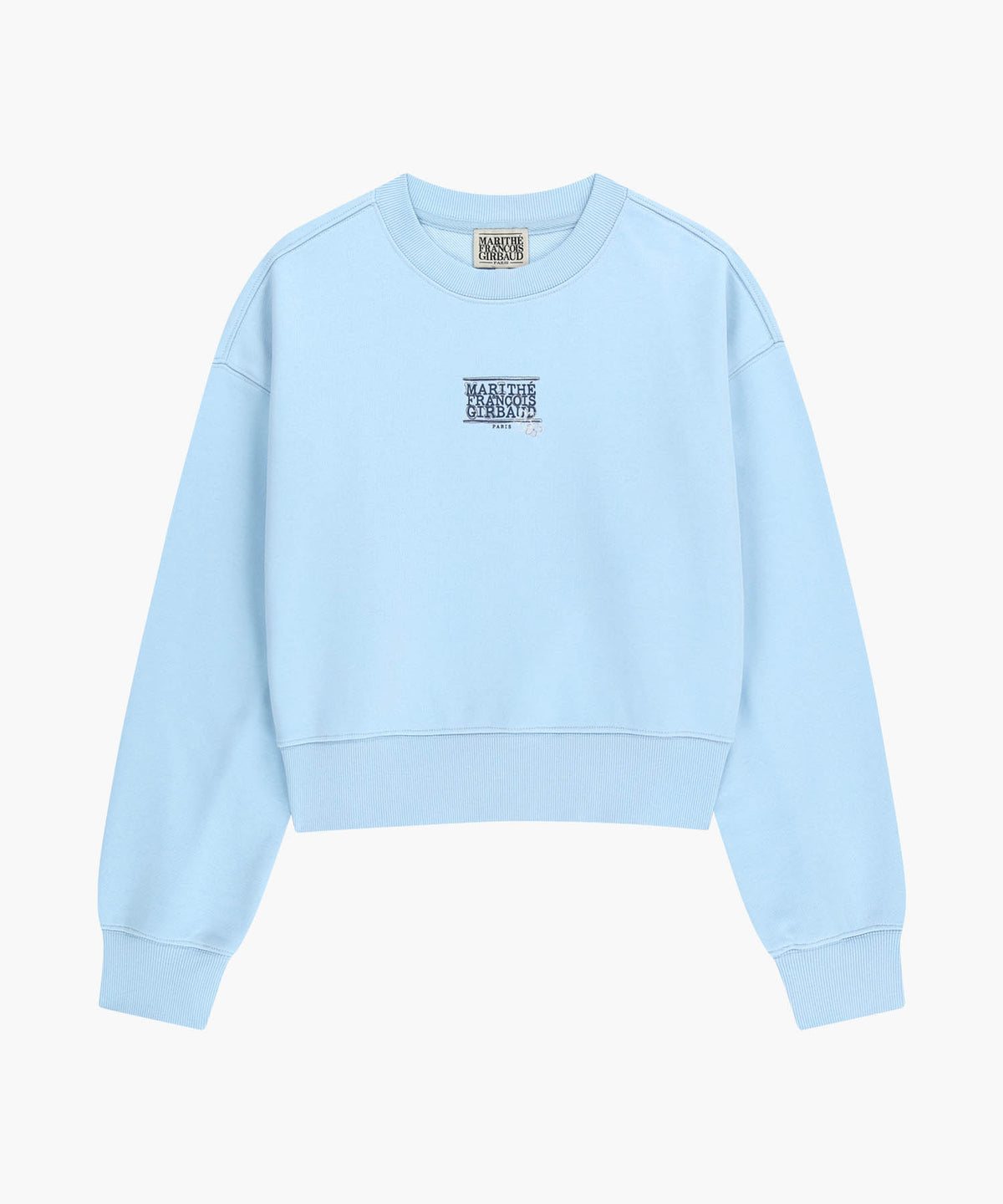 W FLOWER CLASSIC LOGO CROP SWEATSHIRT sky blue