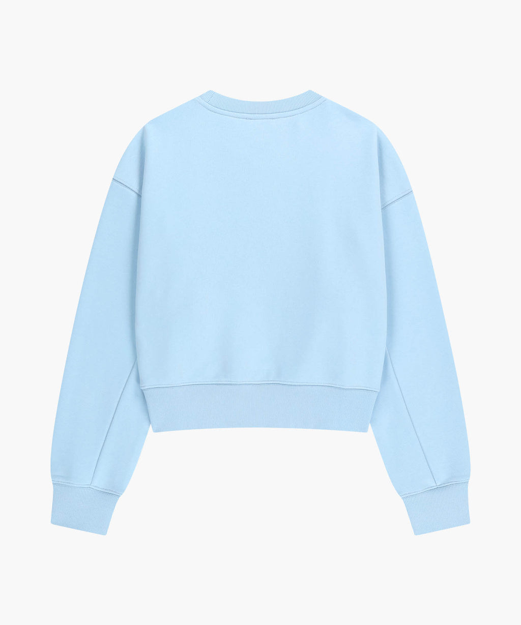 W FLOWER CLASSIC LOGO CROP SWEATSHIRT sky blue