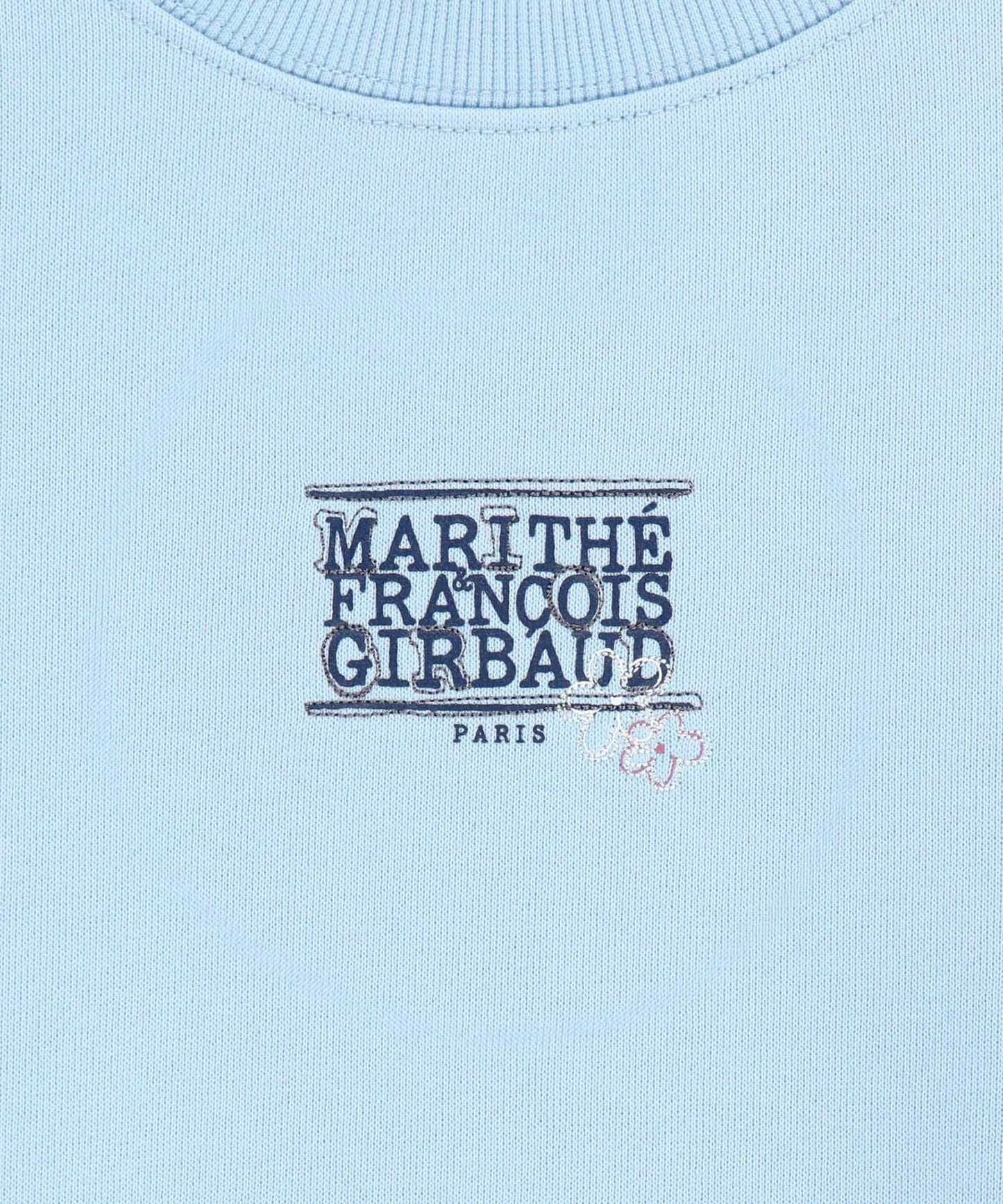 W FLOWER CLASSIC LOGO CROP SWEATSHIRT sky blue