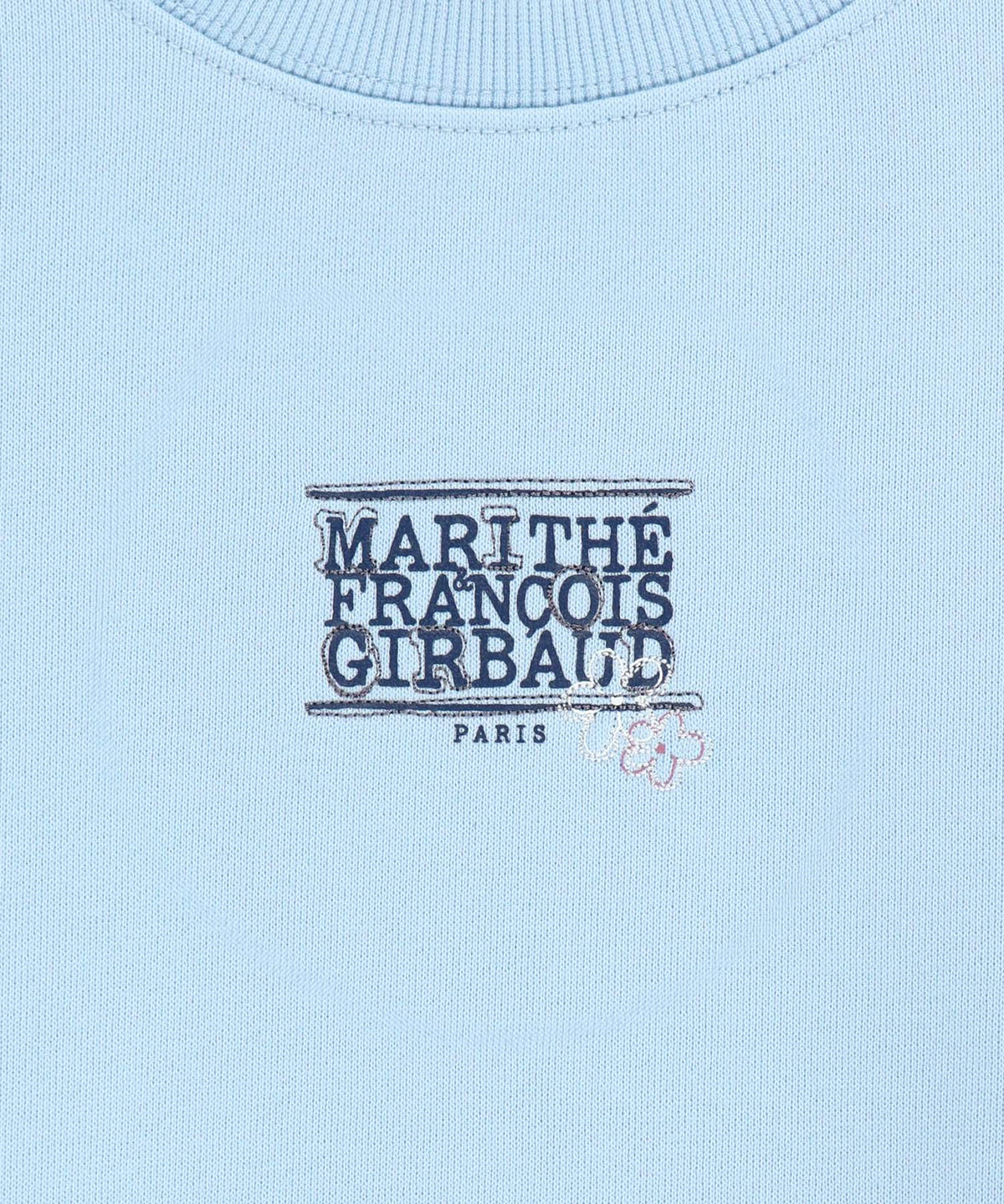W FLOWER CLASSIC LOGO CROP SWEATSHIRT sky blue