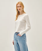 W FLOWER PATTERN LONG SLEEVE TEE ivory M