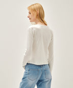 W FLOWER PATTERN LONG SLEEVE TEE ivory M