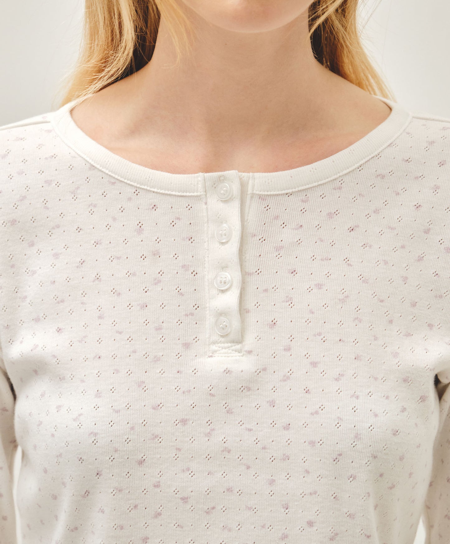W FLOWER PATTERN LONG SLEEVE TEE ivory M