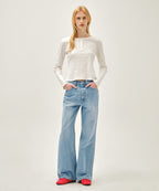 W FLOWER PATTERN LONG SLEEVE TEE ivory M