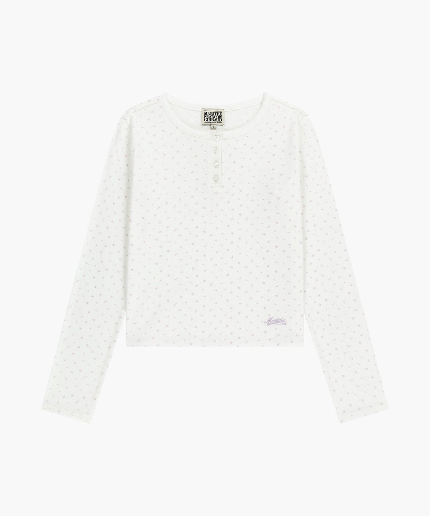 W FLOWER PATTERN LONG SLEEVE TEE ivory M