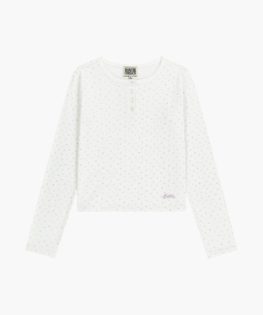 W FLOWER PATTERN LONG SLEEVE TEE ivory M