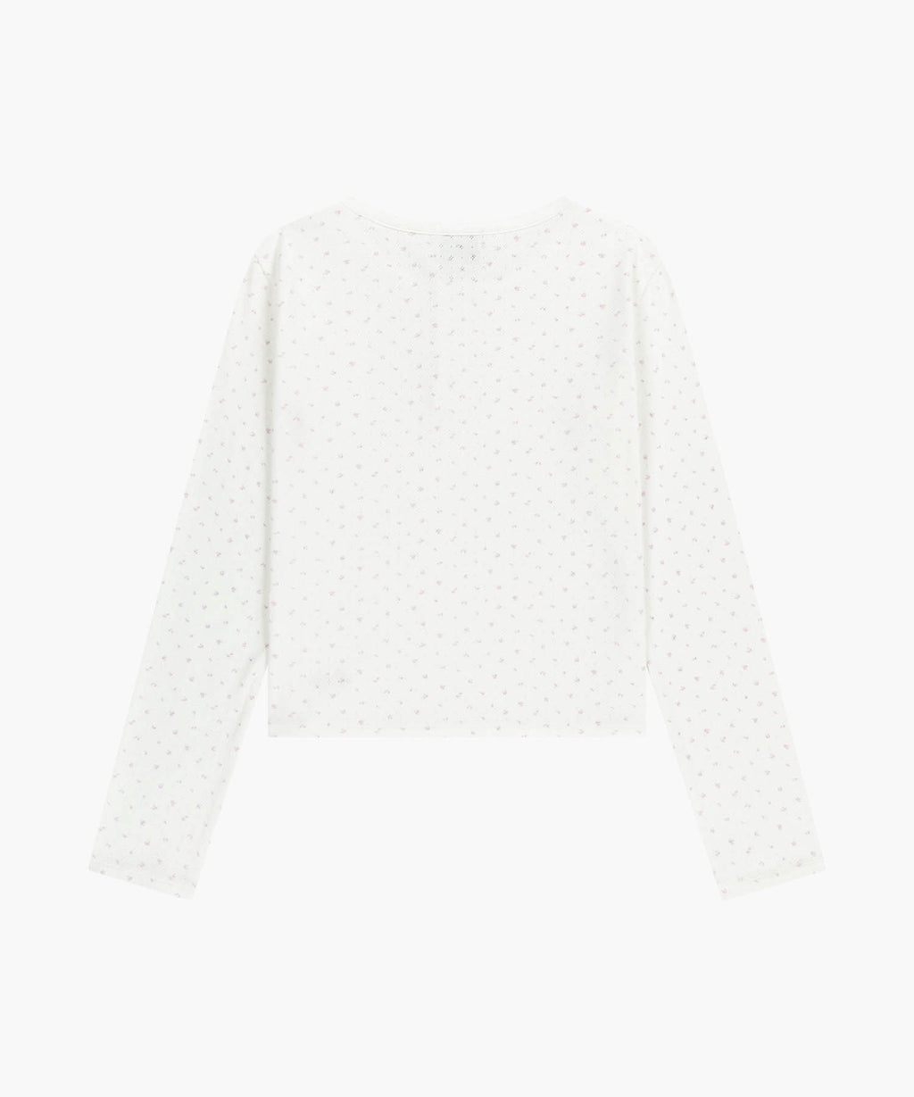 W FLOWER PATTERN LONG SLEEVE TEE ivory M