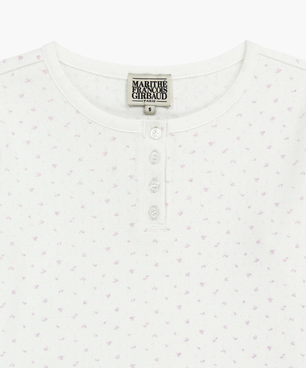 W FLOWER PATTERN LONG SLEEVE TEE ivory M