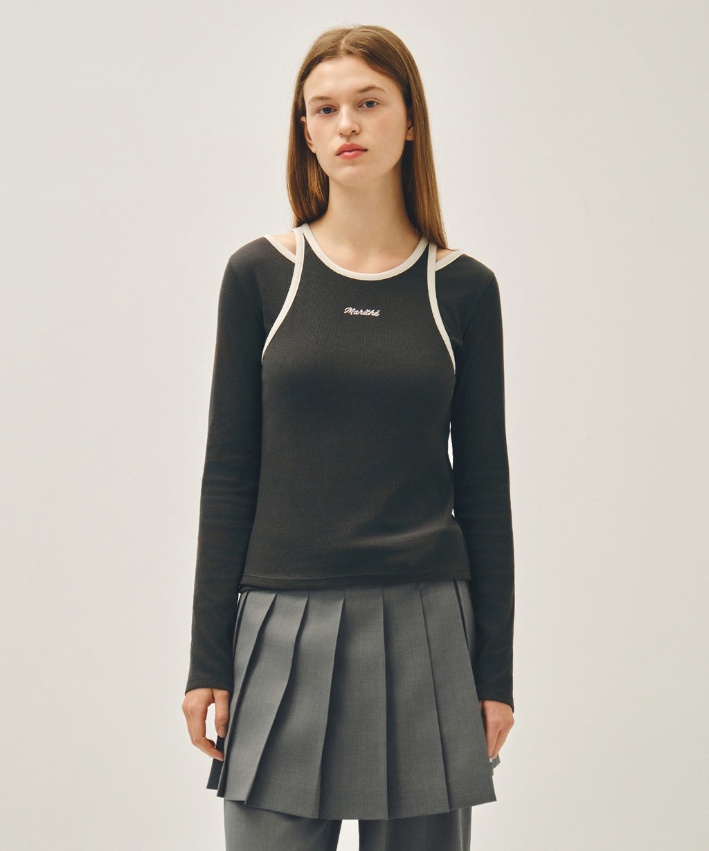 W SLEEVELESS LAYERED LONG SLEEVE TEE charcoal M