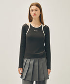W SLEEVELESS LAYERED LONG SLEEVE TEE charcoal M
