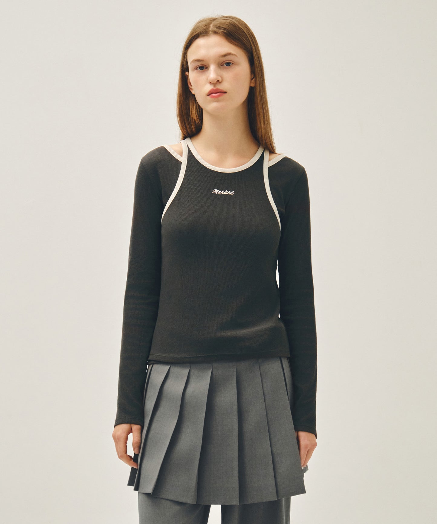W SLEEVELESS LAYERED LONG SLEEVE TEE charcoal M
