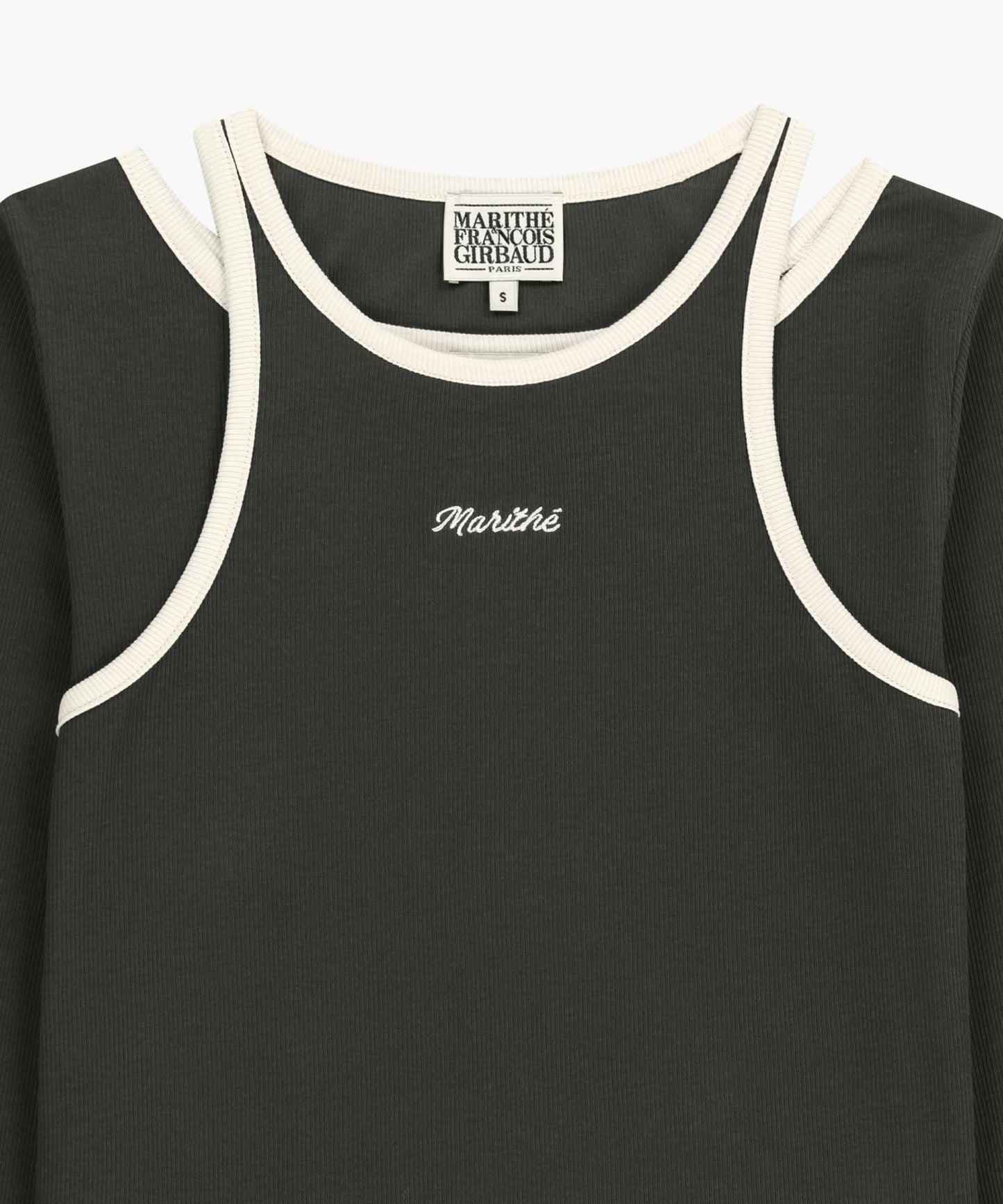 W SLEEVELESS LAYERED LONG SLEEVE TEE charcoal M