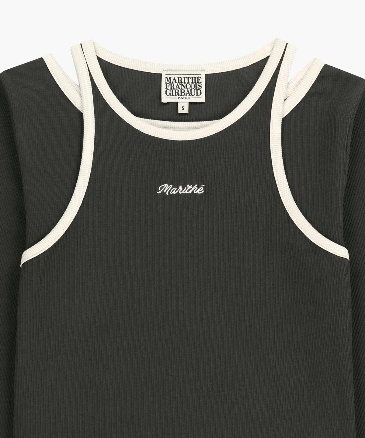 W SLEEVELESS LAYERED LONG SLEEVE TEE charcoal M