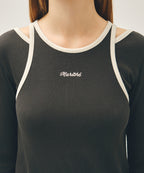 W SLEEVELESS LAYERED LONG SLEEVE TEE charcoal M
