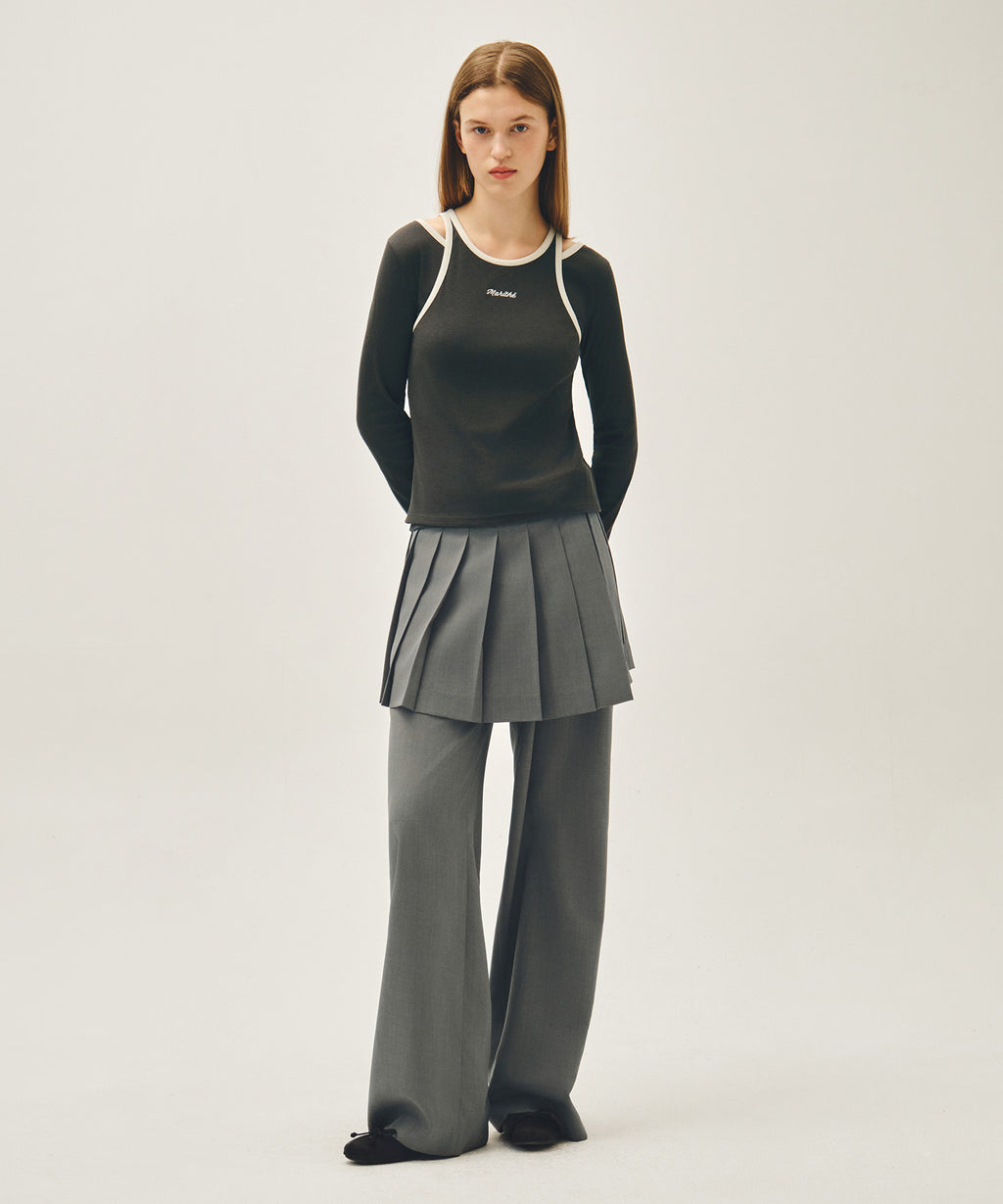 W SLEEVELESS LAYERED LONG SLEEVE TEE charcoal M