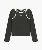 W SLEEVELESS LAYERED LONG SLEEVE TEE charcoal M