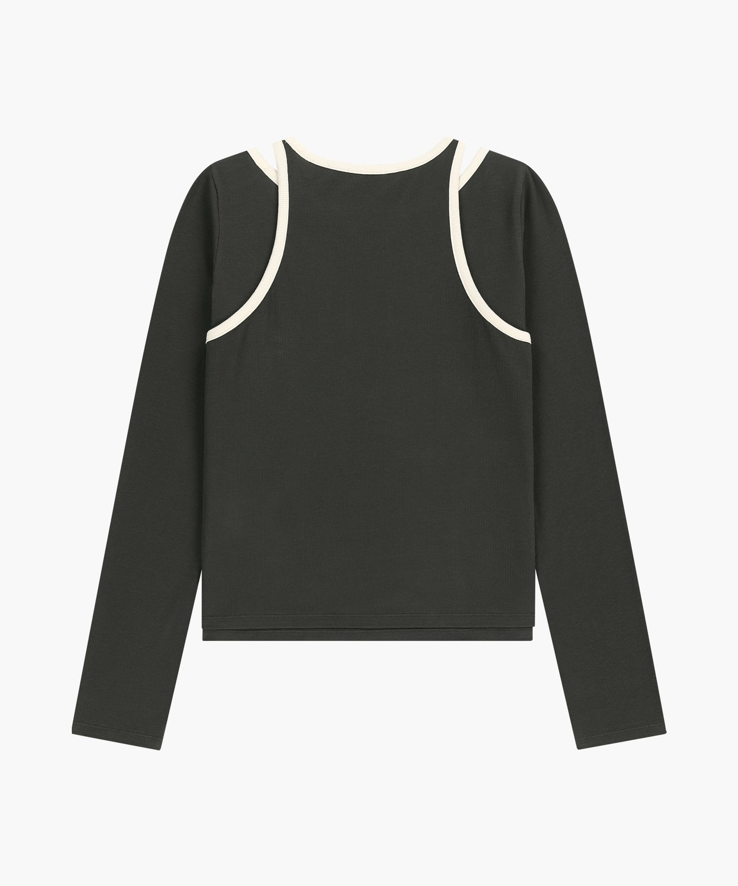 W SLEEVELESS LAYERED LONG SLEEVE TEE charcoal M