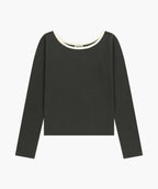 W SLEEVELESS LAYERED LONG SLEEVE TEE charcoal M