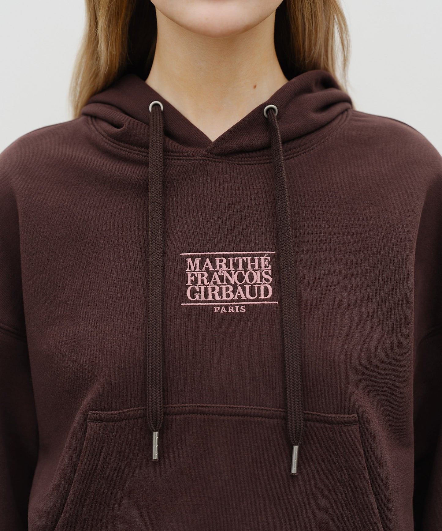 W SMALL CLASSIC LOGO CROP HOODIE brown