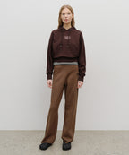 W SMALL CLASSIC LOGO CROP HOODIE brown