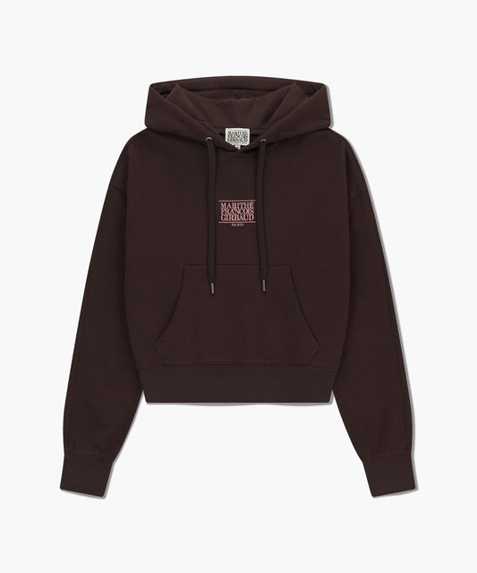 W SMALL CLASSIC LOGO CROP HOODIE brown