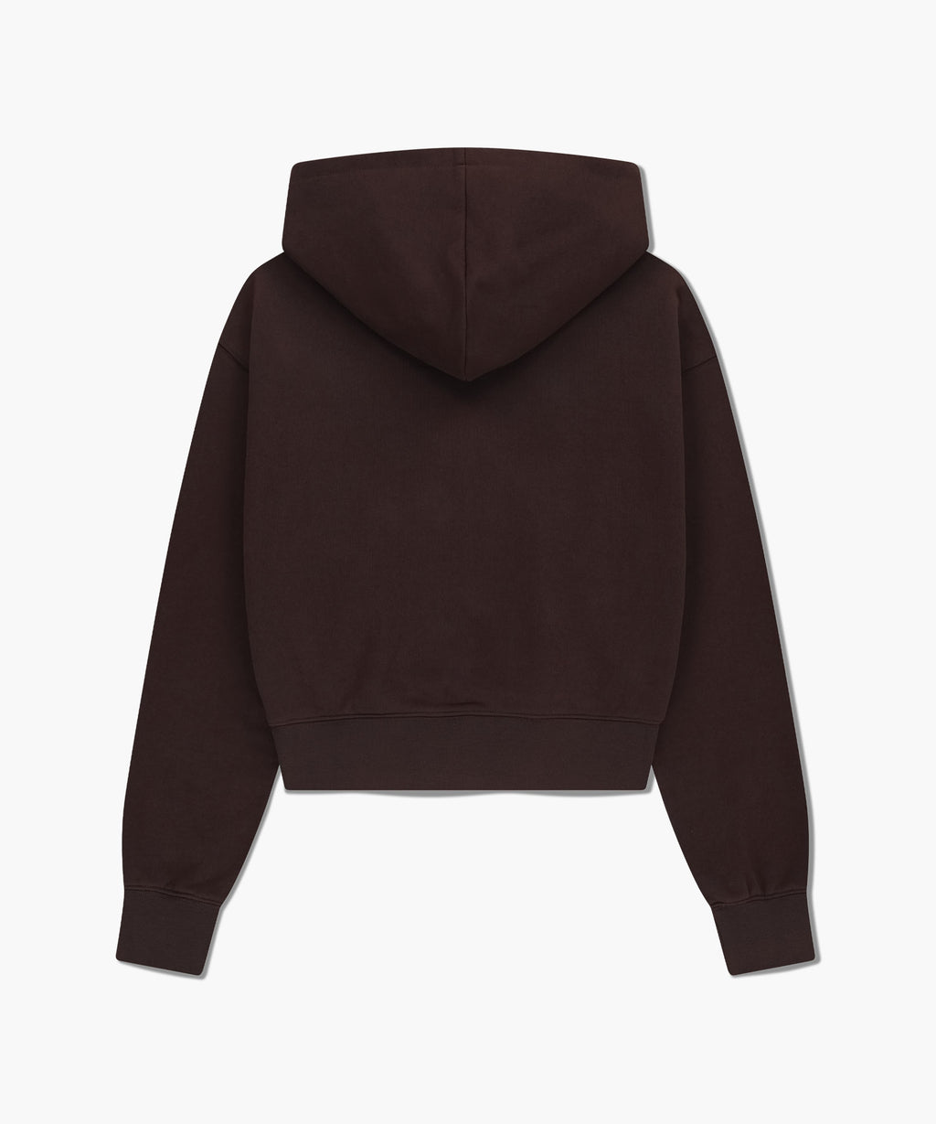 W SMALL CLASSIC LOGO CROP HOODIE brown