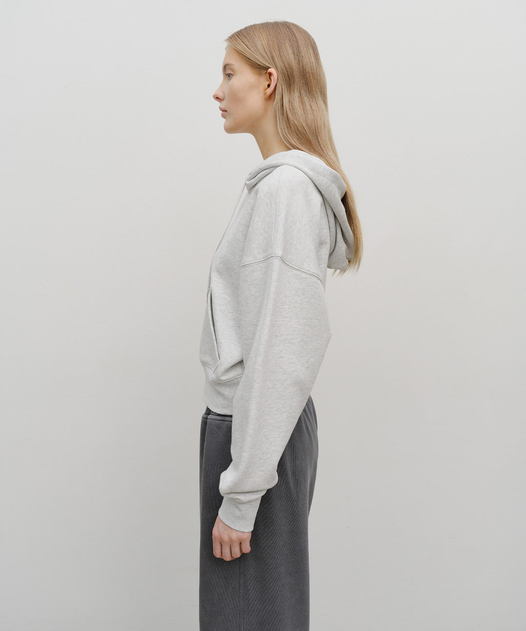 W SMALL CLASSIC LOGO CROP HOODIE light heather gray