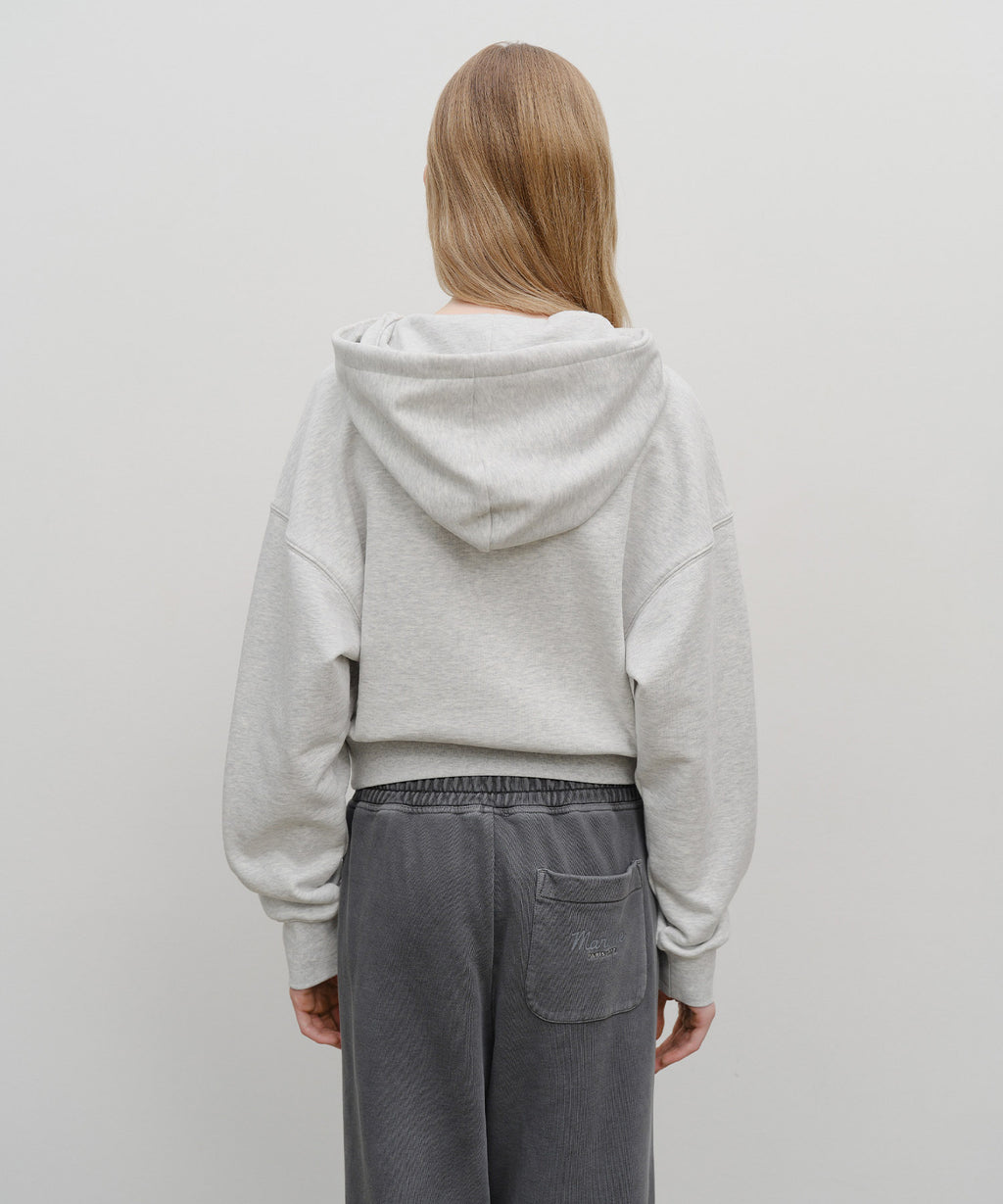 W SMALL CLASSIC LOGO CROP HOODIE light heather gray
