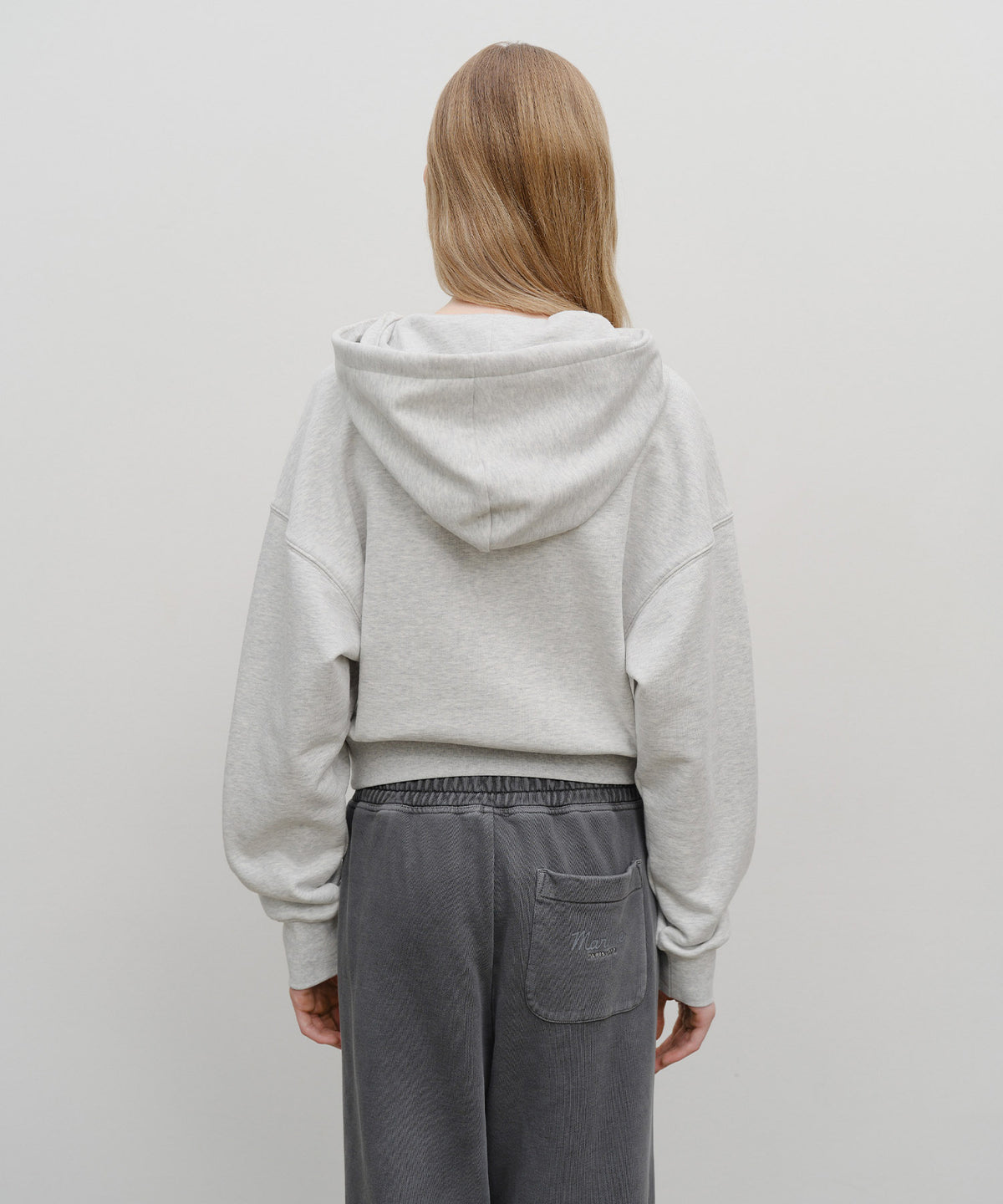 W SMALL CLASSIC LOGO CROP HOODIE light heather gray