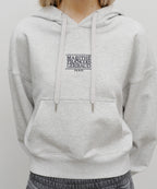 W SMALL CLASSIC LOGO CROP HOODIE light heather gray