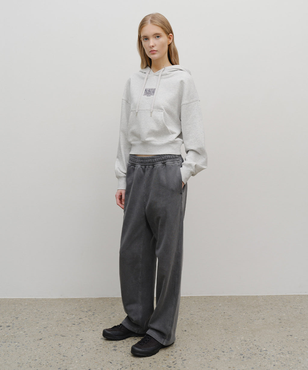 W SMALL CLASSIC LOGO CROP HOODIE light heather gray