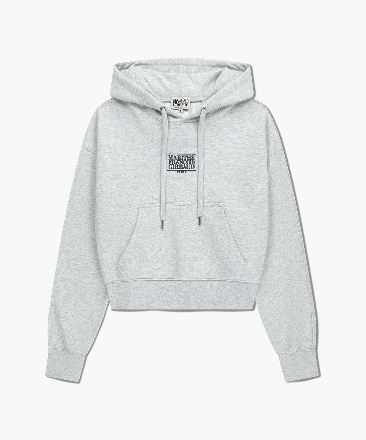 W SMALL CLASSIC LOGO CROP HOODIE light heather gray