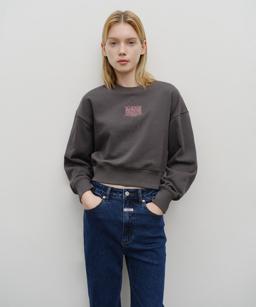 W SMALL CLASSIC LOGO CROP SWEATSHIRT charcoal