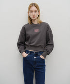 W SMALL CLASSIC LOGO CROP SWEATSHIRT charcoal