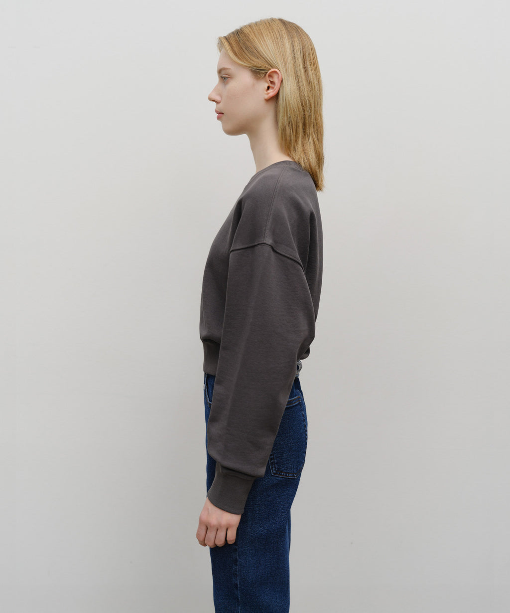 W SMALL CLASSIC LOGO CROP SWEATSHIRT charcoal