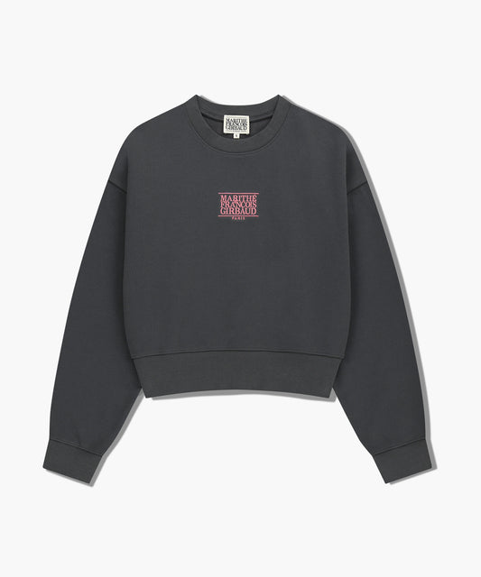 W SMALL CLASSIC LOGO CROP SWEATSHIRT charcoal