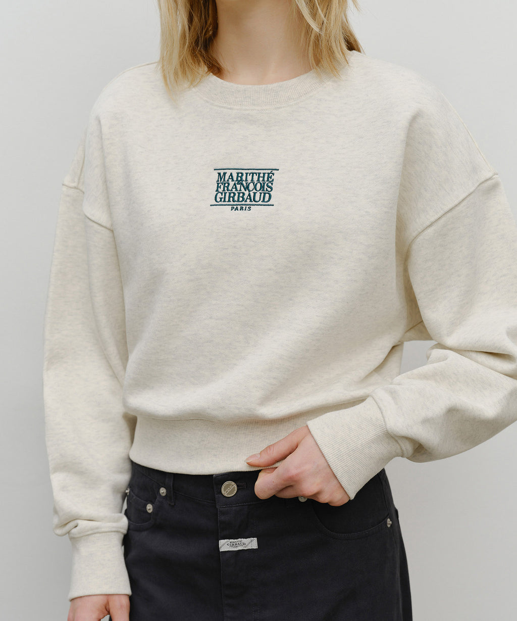 W SMALL CLASSIC LOGO CROP SWEATSHIRT oatmeal