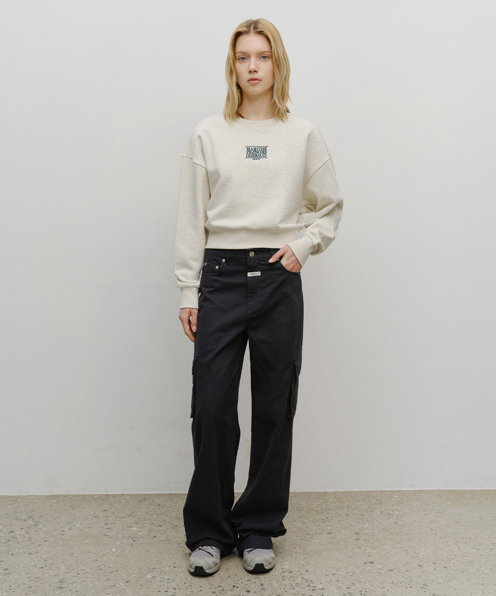 W SMALL CLASSIC LOGO CROP SWEATSHIRT oatmeal