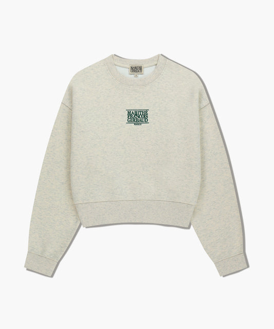 W SMALL CLASSIC LOGO CROP SWEATSHIRT oatmeal