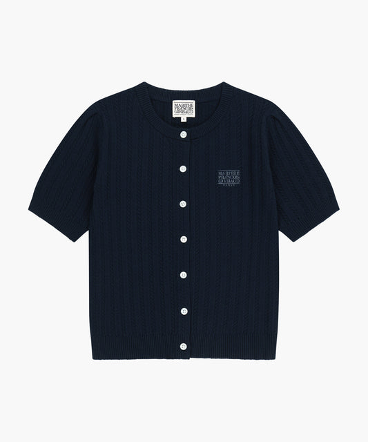 W SMALL CLASSIC LOGO HALF KNIT CARDIGAN SET UP navy