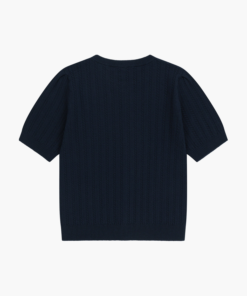 W SMALL CLASSIC LOGO HALF KNIT CARDIGAN SET UP navy