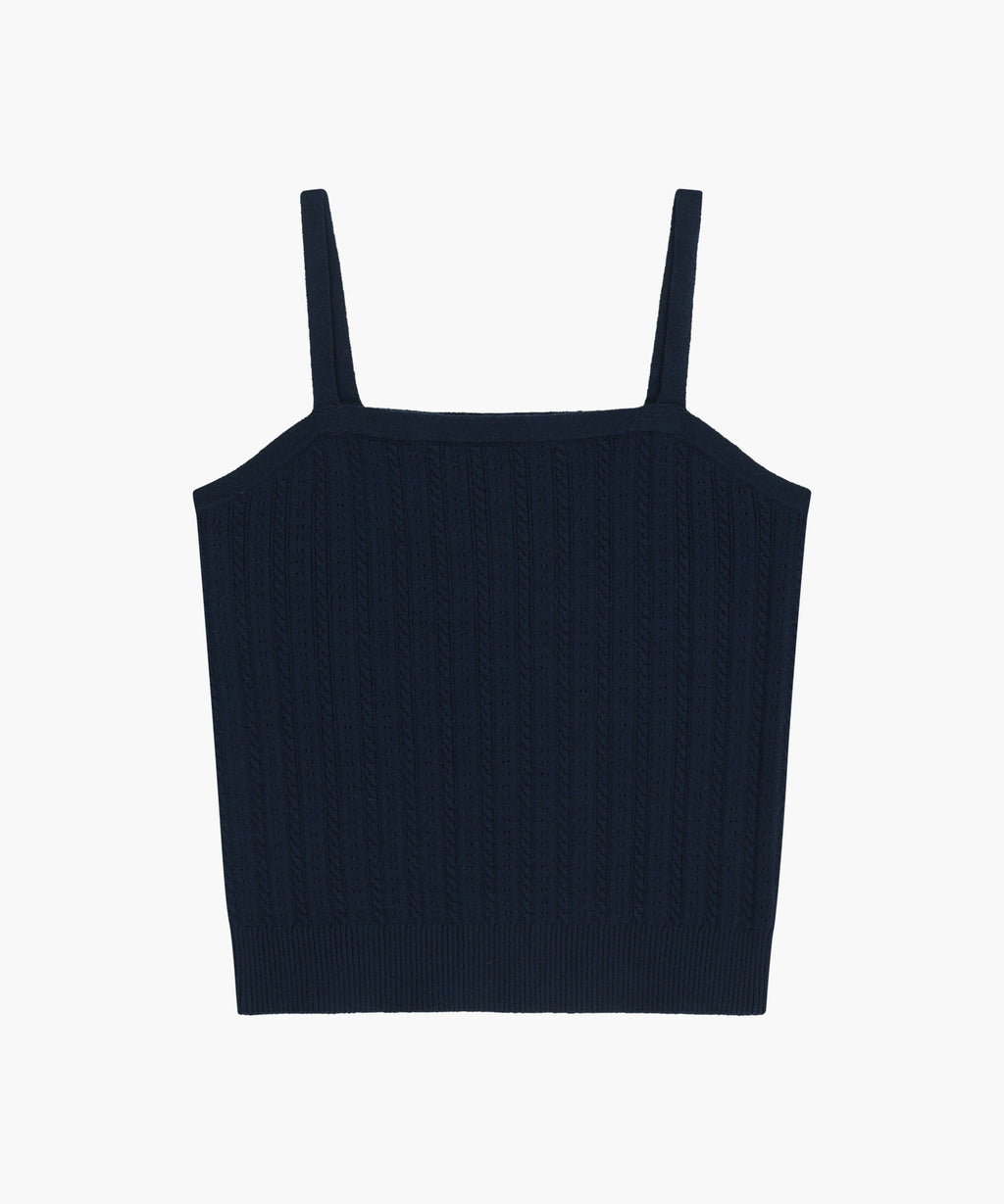 W SMALL CLASSIC LOGO HALF KNIT CARDIGAN SET UP navy