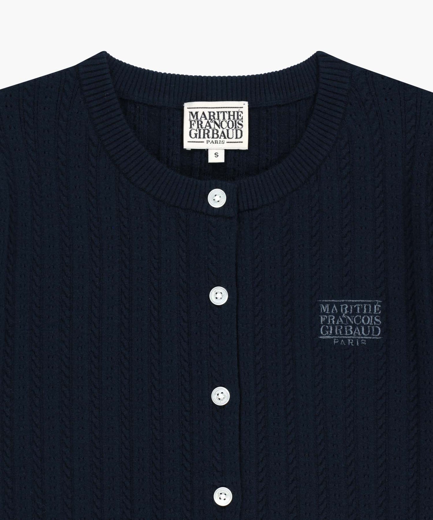 W SMALL CLASSIC LOGO HALF KNIT CARDIGAN SET UP navy